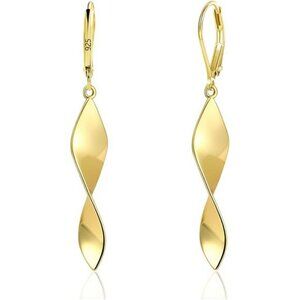 Sterling silver twisted dangle earrings for women gold plated long drop jewelry